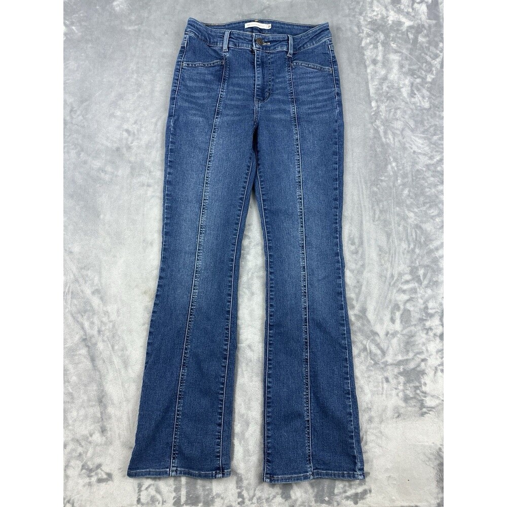 Levis 725 High Rise Bootcut Jeans Size 26 Front Seam Blue Stretch Denim Retro